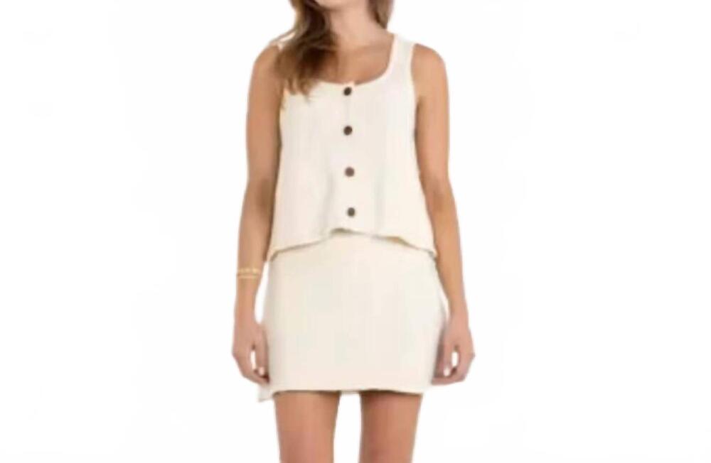 NEW EMILY MCCARTHY bias sleeveless knit top in cream